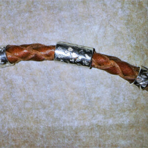 Lederband Schnäppchenpreis! Halsschmuck mit handgefertigten 925/- Silberelementen mit punziertem Muster