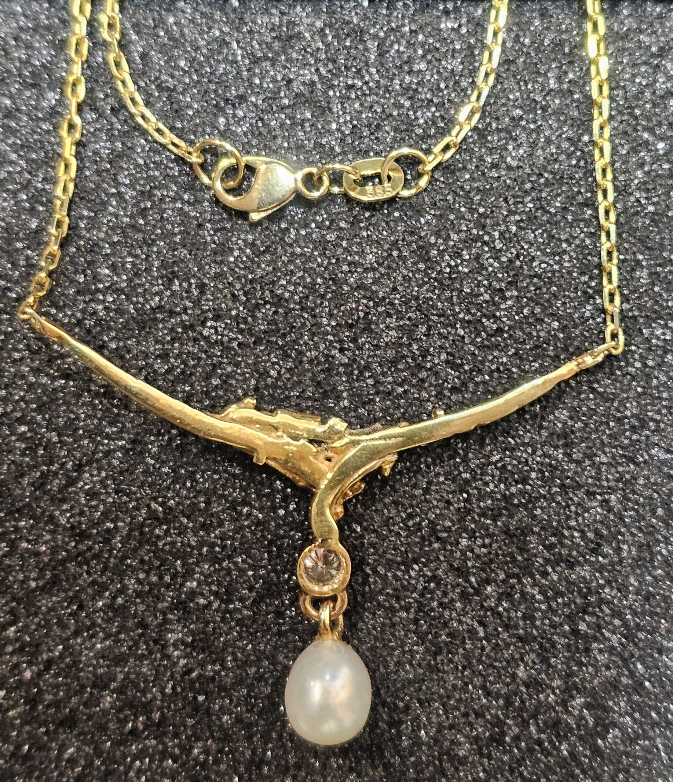 Schmuck-Set 585-Gelbgold mit Süßwasser Zuchtperlen , Brillant – Bild 4